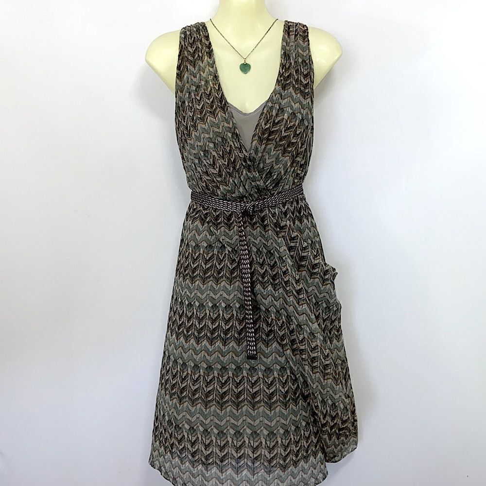 Anthropologie We Love Vera “Fletching” Dress Drape Skirt Silk Cotton Euc…